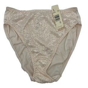 Vtg NWT Delicates Sz L Satin Wet Panties Hi-Cut Lace Second Skin Blush Pink